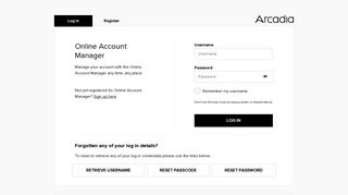 Log In - Online Account Manager | Arcadia