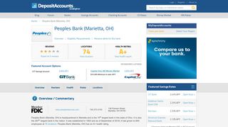 Peoples Bank (Marietta, OH) Reviews and Rates - Deposit Accounts