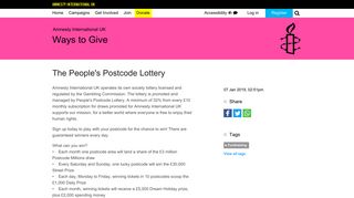 The People's Postcode Lottery | Amnesty International UK
