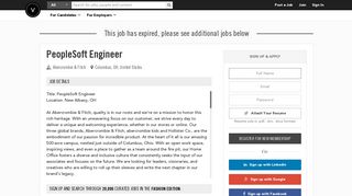 Abercrombie & Fitch PeopleSoft Engineer Job in Columbus, OH ...