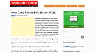 How Does PeopleSoft Signon Work | PeopleSoft Tutorial