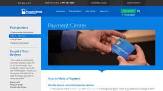 Make a Payment - Payment Center | People's Trust Insurance