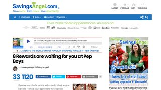 8 Rewards are waiting for you at Pep Boys - SavingsAngel.com