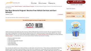 Pep Boys Rewards Program: Receive Free Vehicle Services