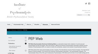 PEP Web | Institute of Psychoanalysis