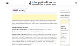 Pep Boys Application, Jobs & Careers Online - Job-Applications.com