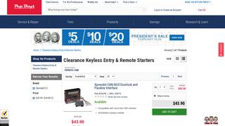 Clearance Keyless Entry & Remote Starters at Pepboys