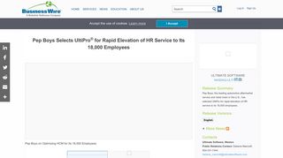 Pep Boys Selects UltiPro® for Rapid Elevation of ... - Business Wire