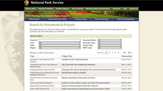 National Park Service - PEPC - Search