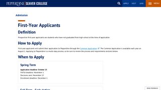 First-Year Applicants | Pepperdine University | Seaver College