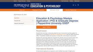 Application for Admission into the Graduate ... - GSEP | Pepperdine