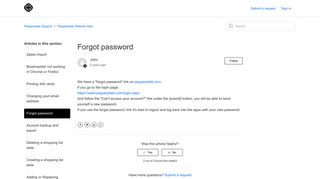 Forgot password – Pepperplate Support