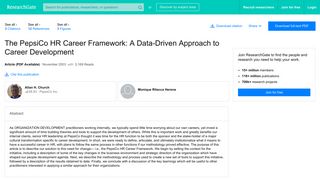 (PDF) The PepsiCo HR Career Framework: A Data-Driven Approach ...