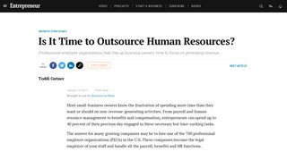 Is It Time to Outsource Human Resources? - Entrepreneur