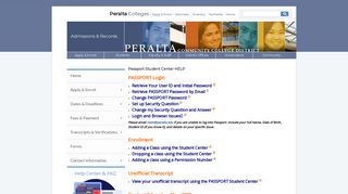 Passport Student Center HELP - Admissions ... - Peralta Colleges
