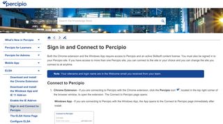 Sign in and Connect to Percipio