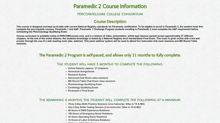 Paramedic 2 Course Information - PERCOM Online