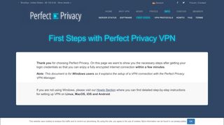 First Steps with Perfect Privacy VPN