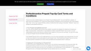 PerfectIncentive Prepaid Top-Up Card Terms and Conditions