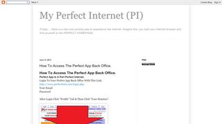 My Perfect Internet (PI): How To Access The Perfect App Back Office.