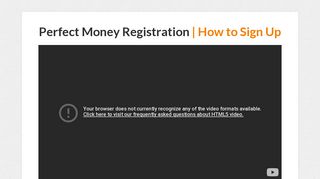Perfect Money Registration | How to Sign Up