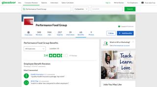 Performance Food Group Employee Benefits and Perks | Glassdoor