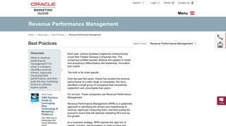 Revenue Performance Management | Best Practices | Oracle ...