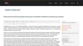 Performant Financial Corporation Announces Termination of Student ...