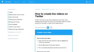 How to create live videos on Twitter - Twitter support