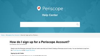 Scope | How do I sign up for a Periscope Account...