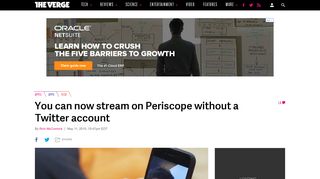 You can now stream on Periscope without a Twitter account - The Verge