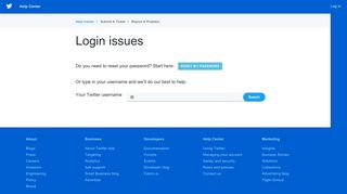Login issues - Twitter support
