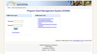 Logon - PGMS (CA Dept of Education) - CA.gov