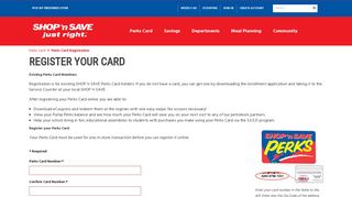 Perks Card Registration | SHOP 'n SAVE