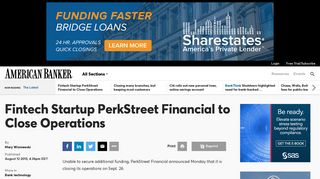 Fintech Startup PerkStreet Financial to Close Operations | American ...