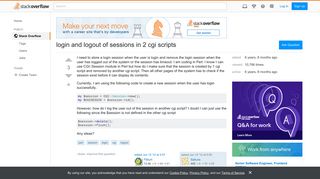 login and logout of sessions in 2 cgi scripts - Stack Overflow