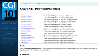 CGI Programming 101: Chapter 20: Password Protection