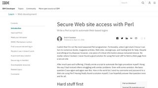 Secure Web site access with Perl - IBM