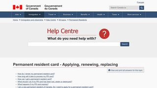 Permanent resident card - Applying, renewing, replacing