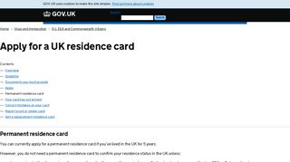 Apply for a UK residence card: Permanent residence card - GOV.UK