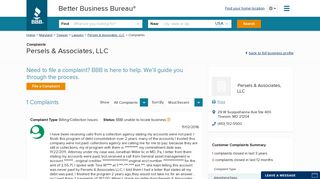 Persels & Associates, LLC | Complaints | Better Business Bureau ...