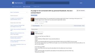 my page is not connected with my personal facebook, how do i ...