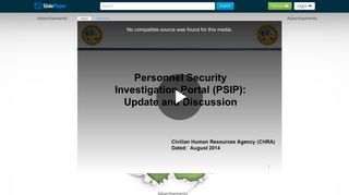 Personnel Security Investigation Portal (PSIP): Update and Discussion ...
