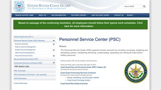 Personnel Service Center (PSC) | U.S. Coast Guard