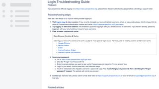 Login Troubleshooting Guide - Perspectives KB - Confluence - Atlassian