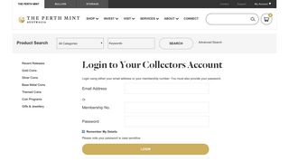 Login to Your Collectors Account - Login | The Perth Mint
