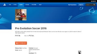 Pro Evolution Soccer 2016 Game | PS3 - PlayStation