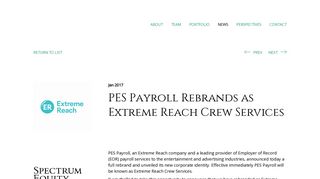 News | PES Payroll Rebrands as Extreme Reach Crew Services ...