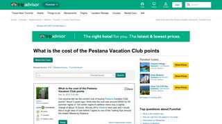 What is the cost of the Pestana Vacation Club points - Funchal ...