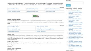 PestNow Bill Pay, Online Login, Customer Support Information